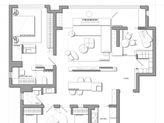 140㎡ 一居室平面方案 CAD PSD