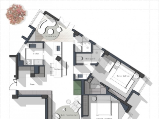 120㎡ 异型房 平面方案 CAD+PSD 贴图