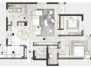 124㎡国内常见平层 打破认知壁垒 CAD+PSD 762316912534