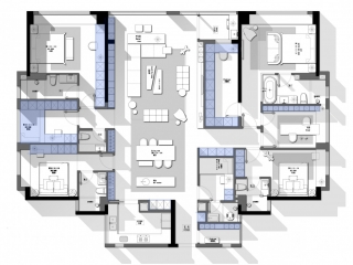 250㎡两套打通户型 方案CAD PSD