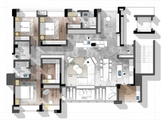 220㎡ 三居室方案 CAD PSD